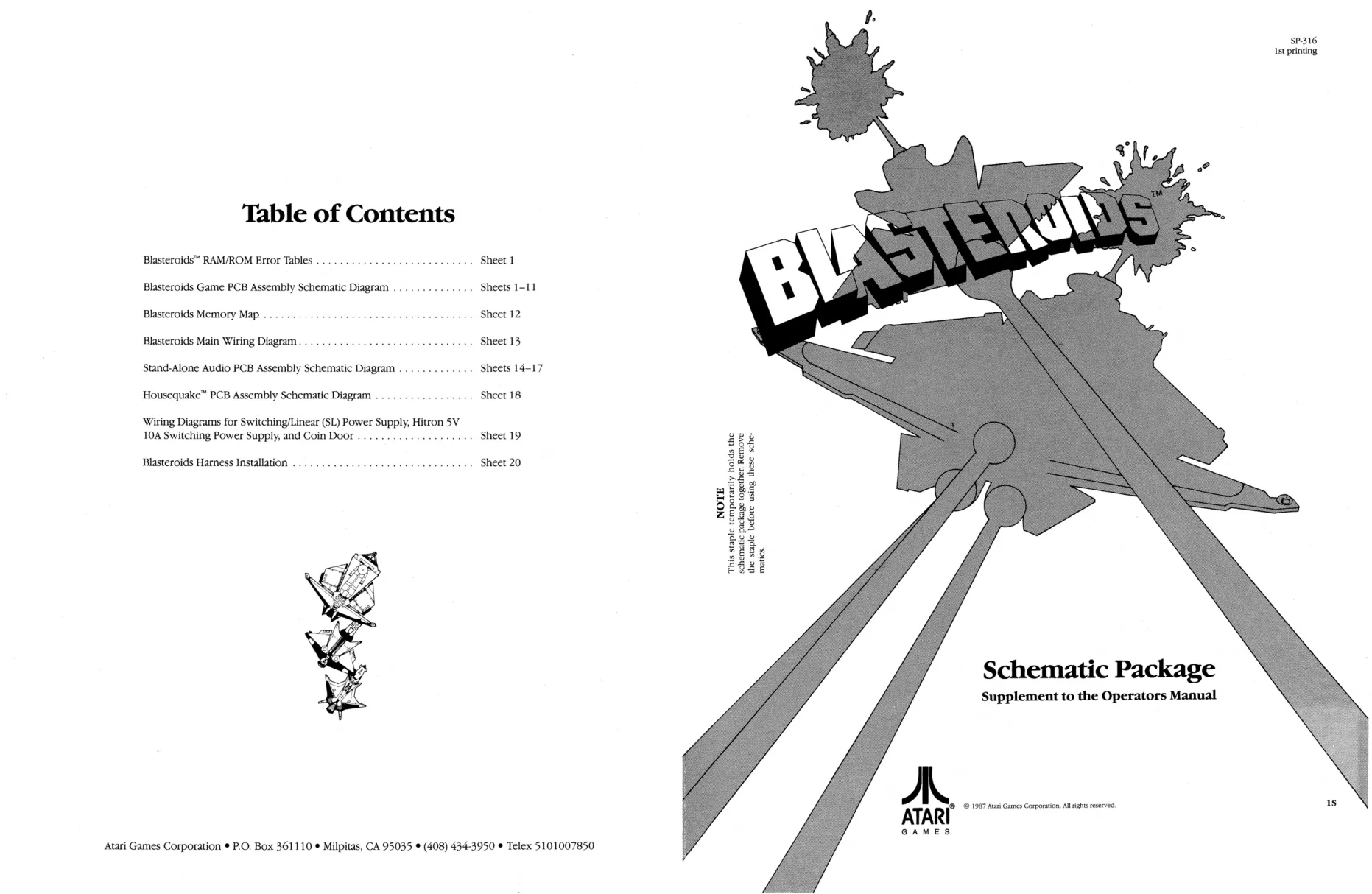 blasteroids sp-316 manual|atari|games|1st printing.webp