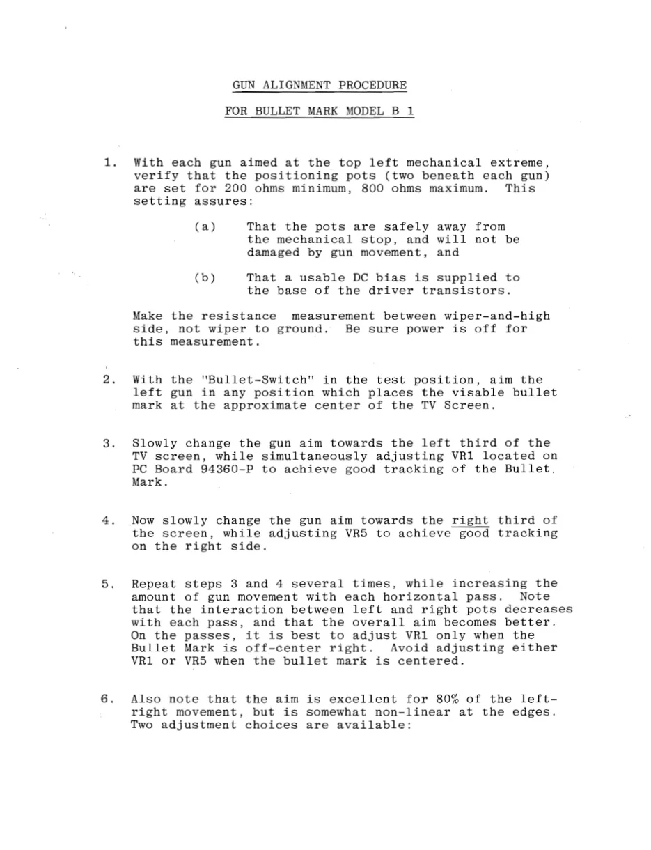 bullet mark model b 1 gun alignment procedures manual|taito|games|.webp