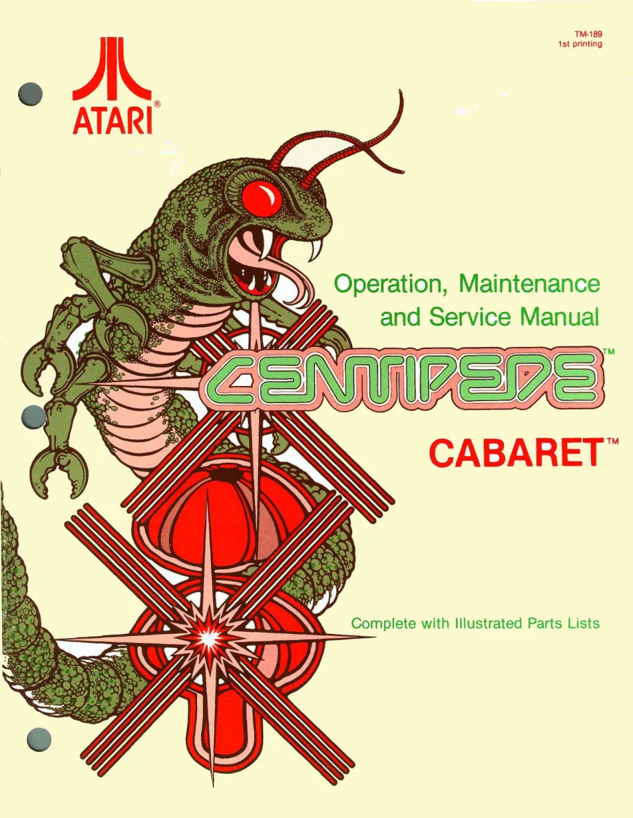 centipede caberat tm-189 manual|atari|games|1st printing.webp