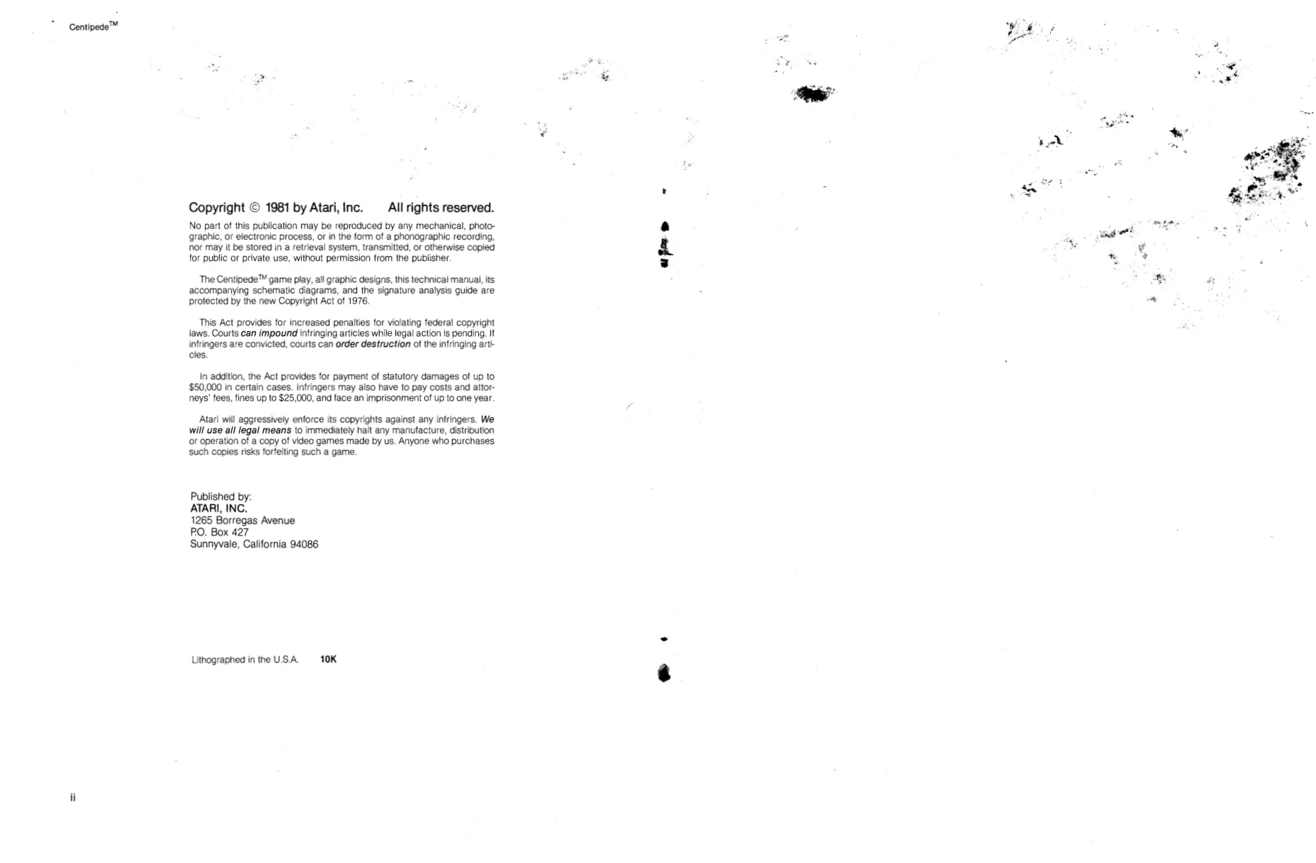 centipede tm-182 manual|atari|games|4th printing, bad scan.webp