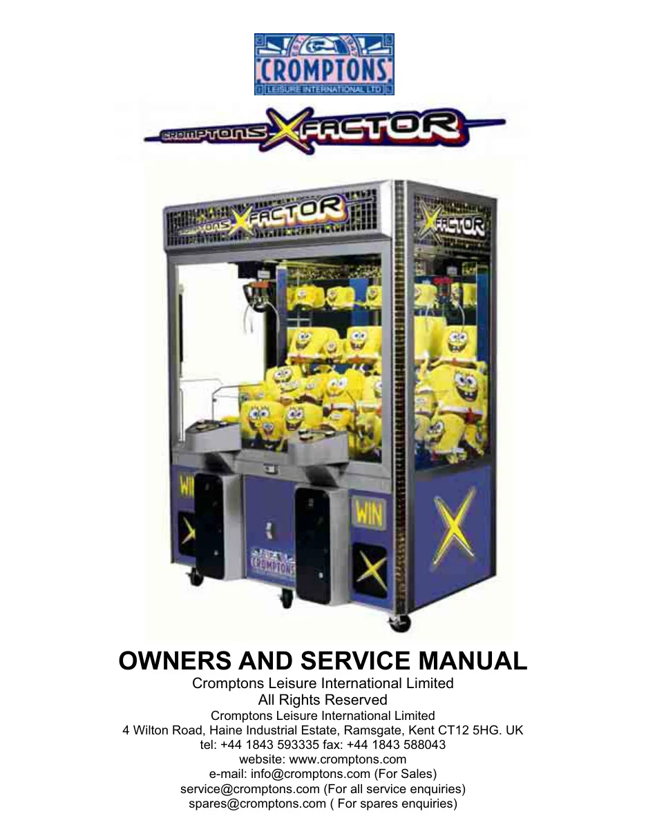 cromptons x factor arcade game service manual|cromptons|games|.webp