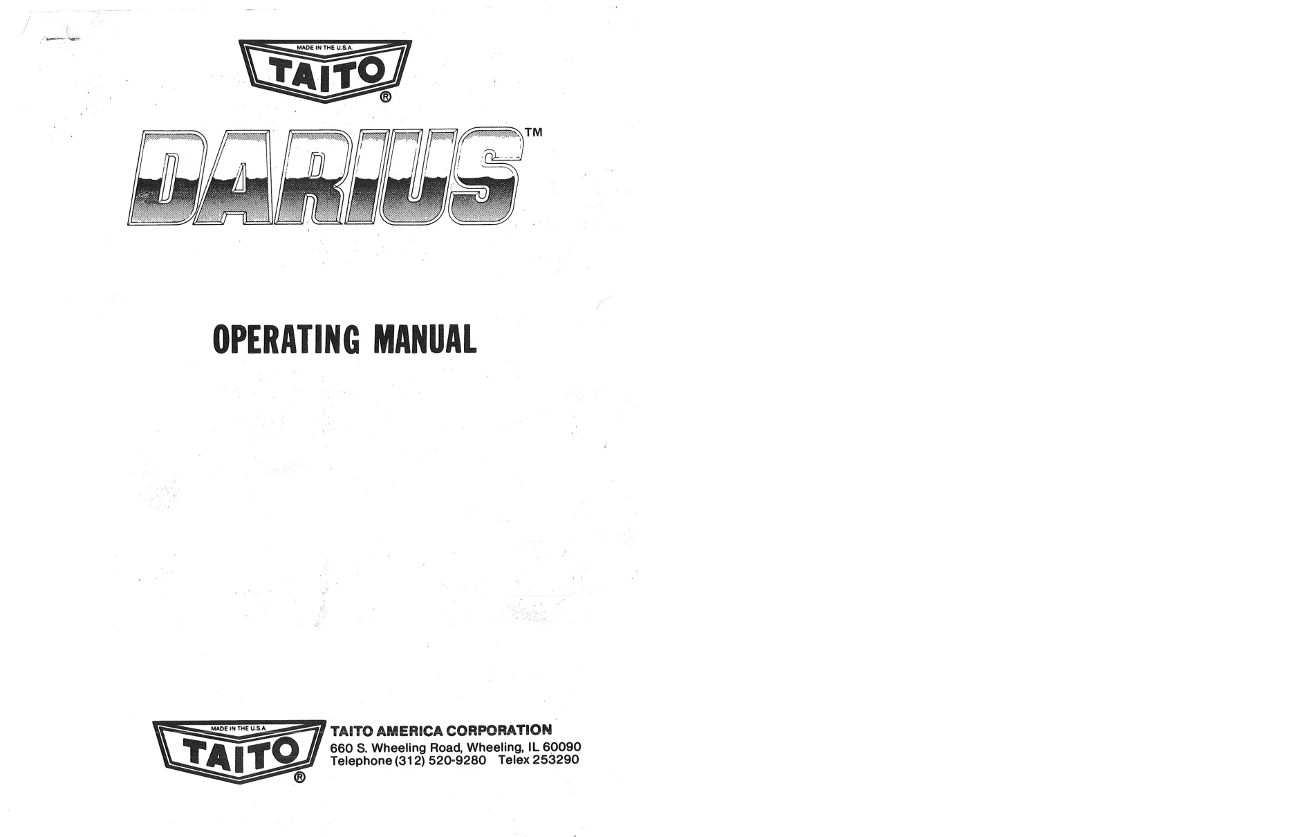 darius operation manual|taito|games|.webp