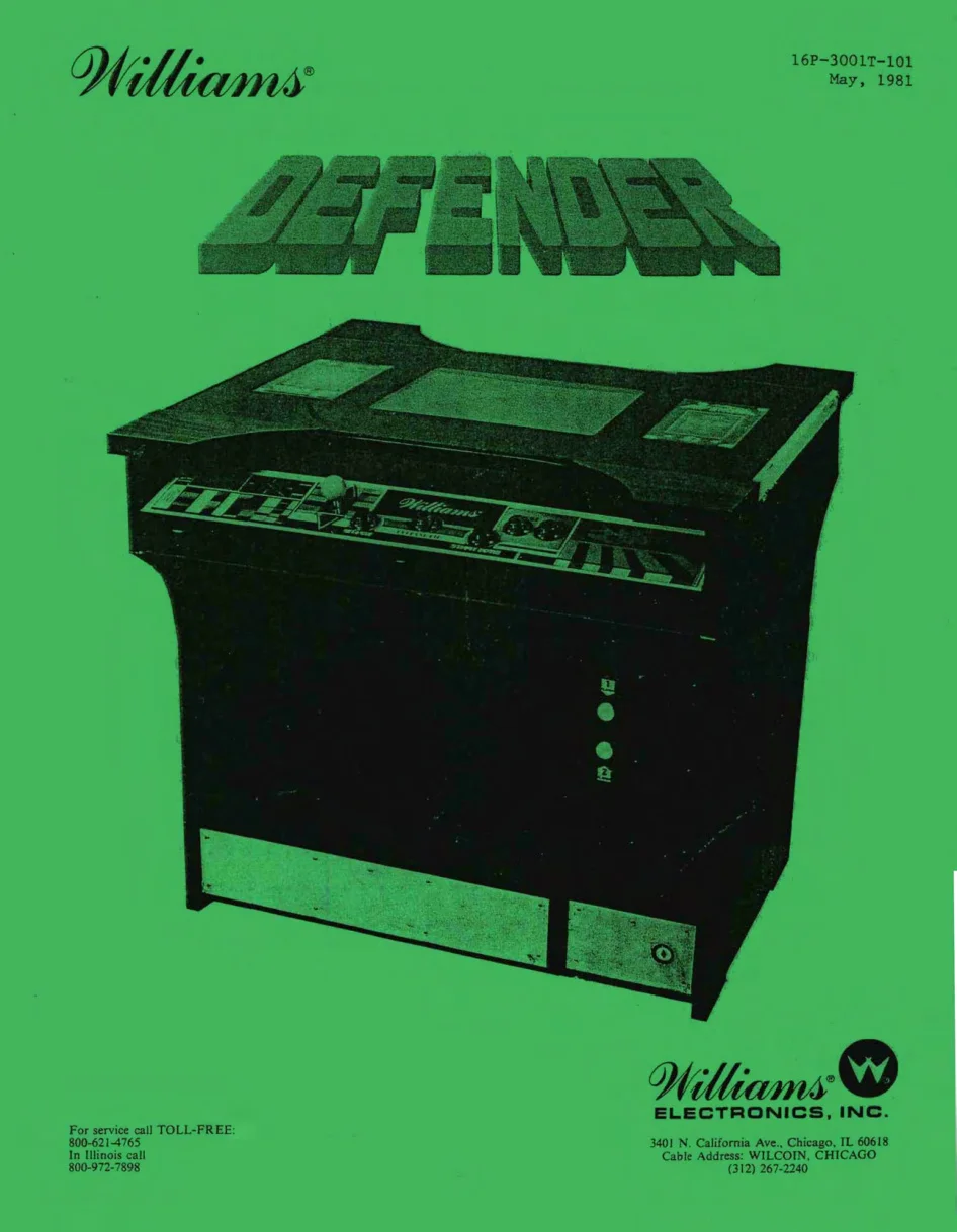 defender cocktail drawing set may 1981 manual|williams|schematics-and-wiring|.webp