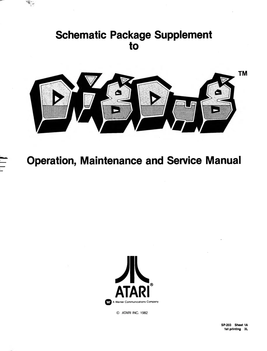 dig dug mainteance service manual|atari|games|.webp