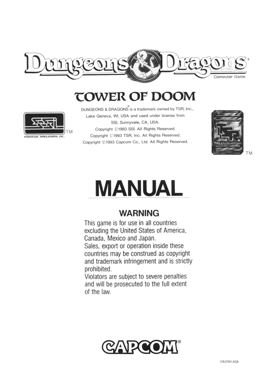 dungeons dragons tod manual|capcom|games|.webp