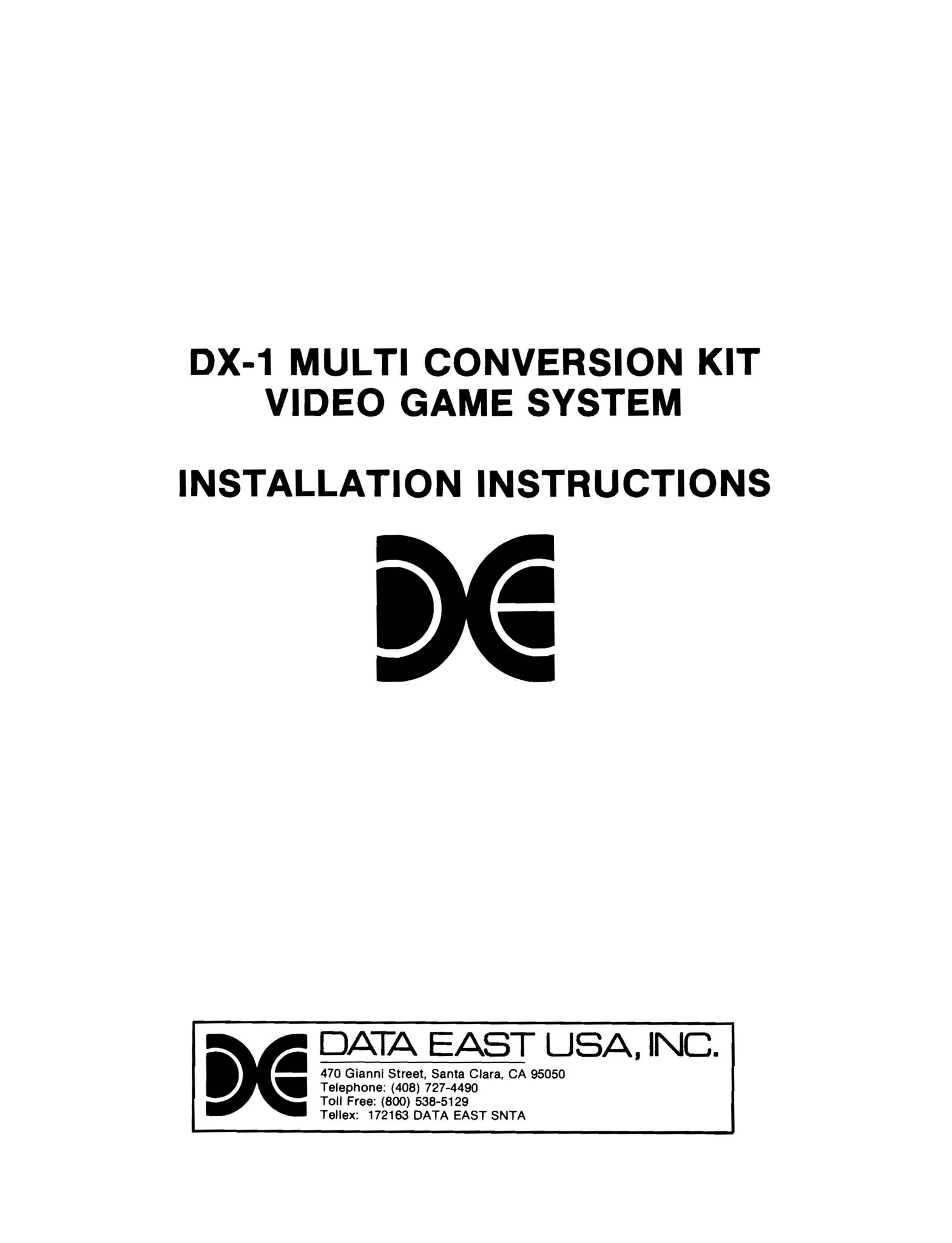 dx-1 multi installation instruction manual|data-east|games|.webp