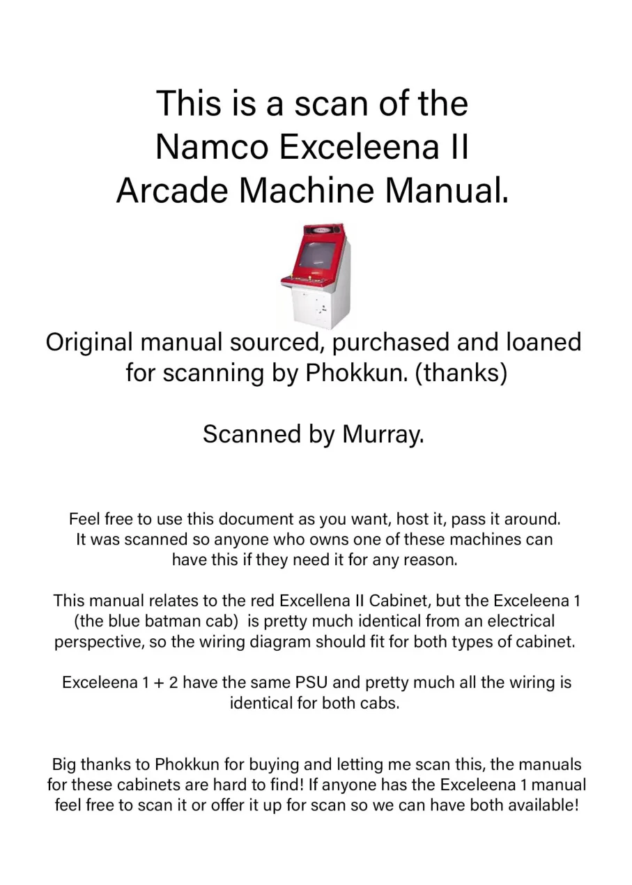 exceleena ii arcade manual|namco|cabinets|.webp