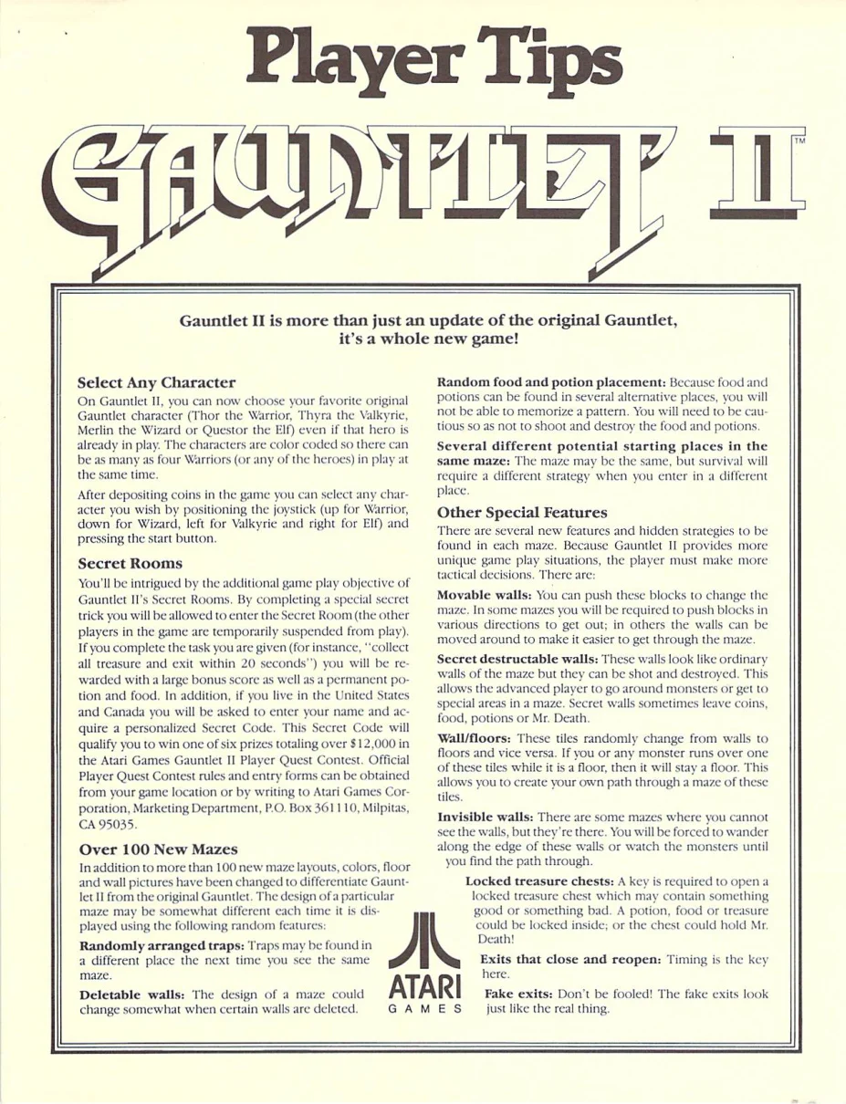 gauntlet ii co-284-09 player tips manual|bally-midway|games|.webp