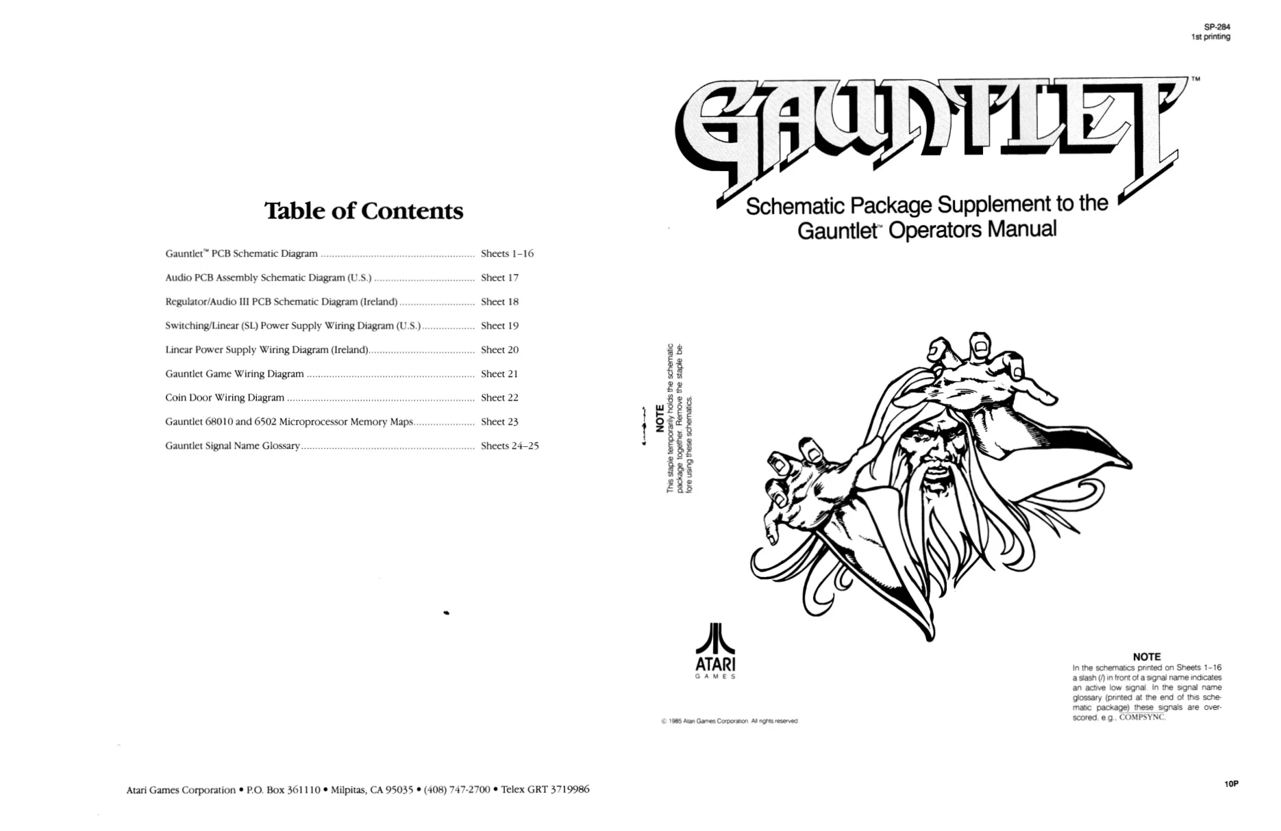 gauntlet sp-284 manual|bally-midway|games|1st printing.webp