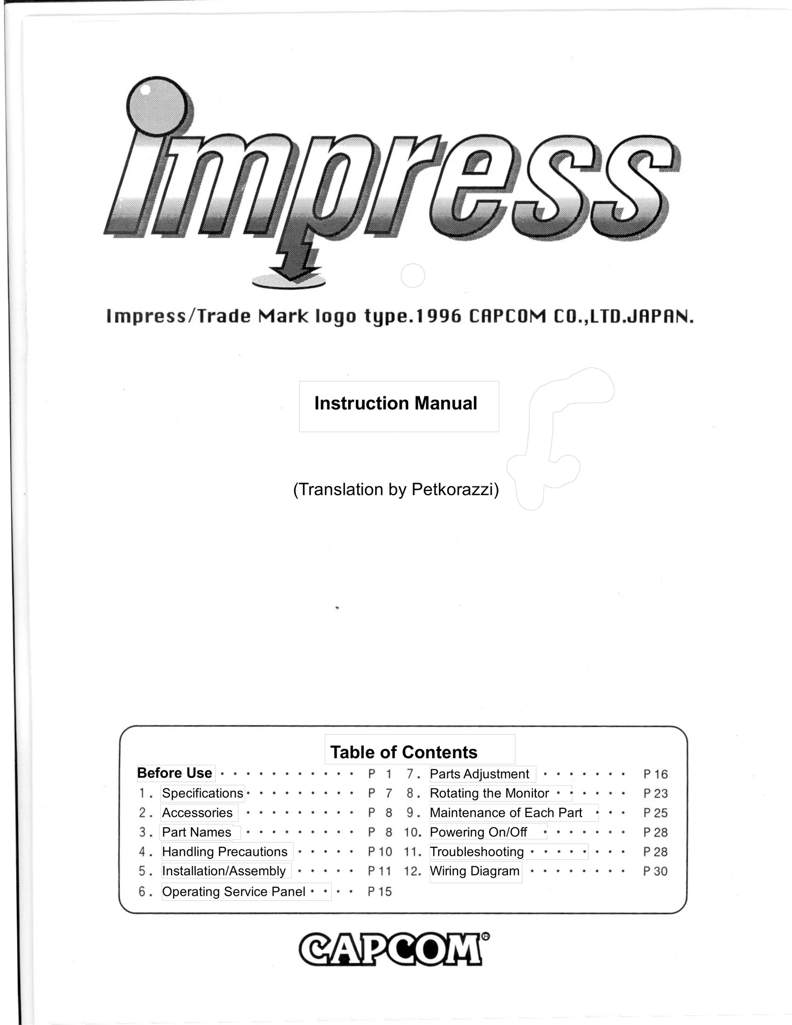 impress 01 manual|capcom|cabinets|.webp