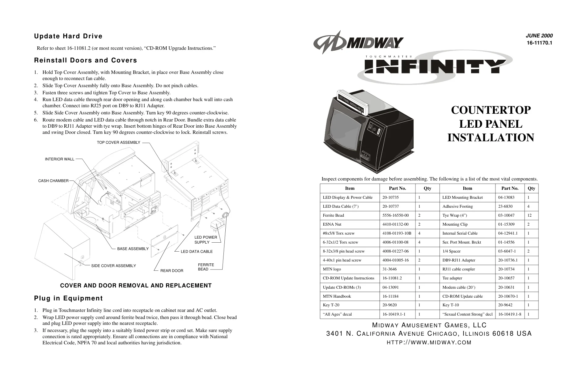 installation countertop led panel on the touch master infinity instruction manual|bally-midwa...webp