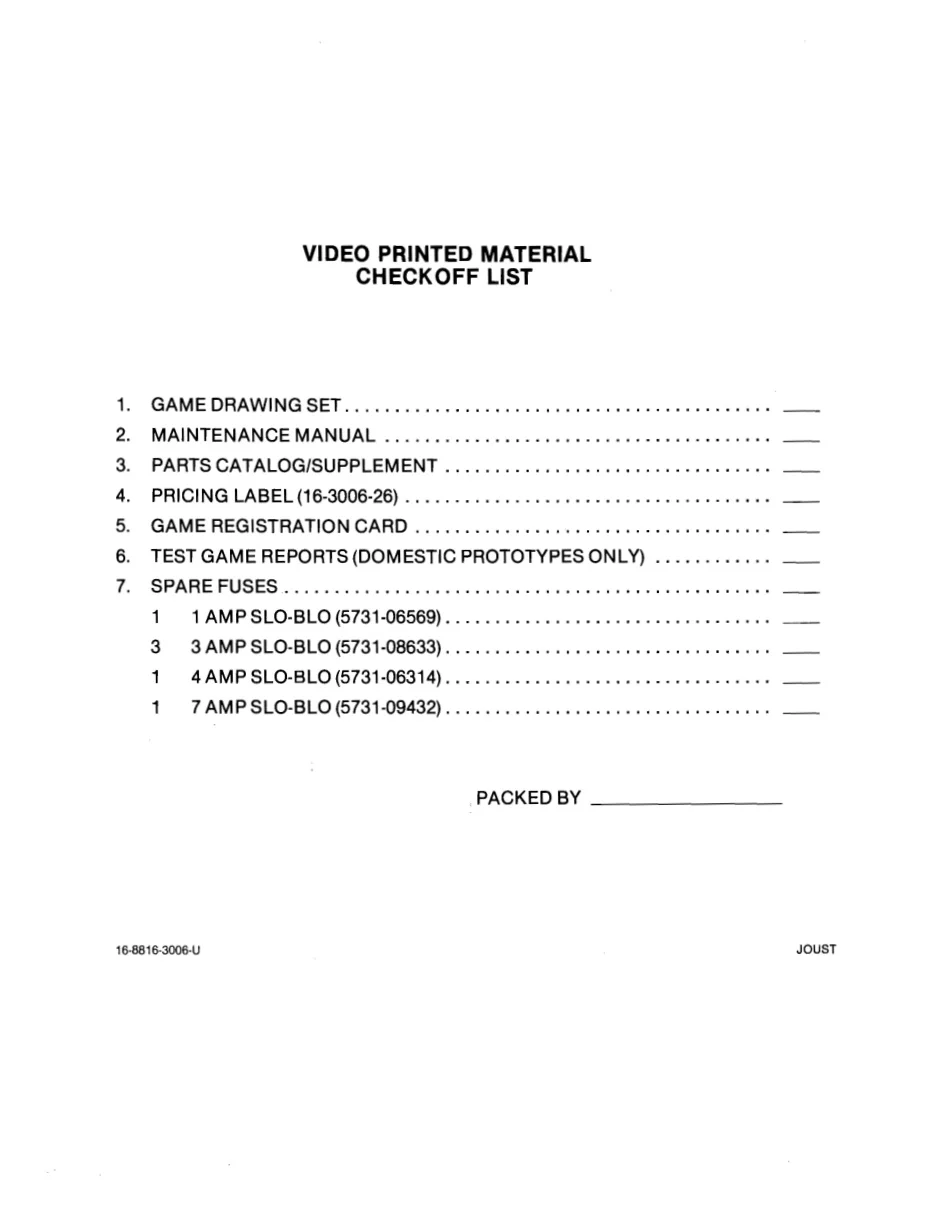 joust checkoff manual|williams|games|.webp