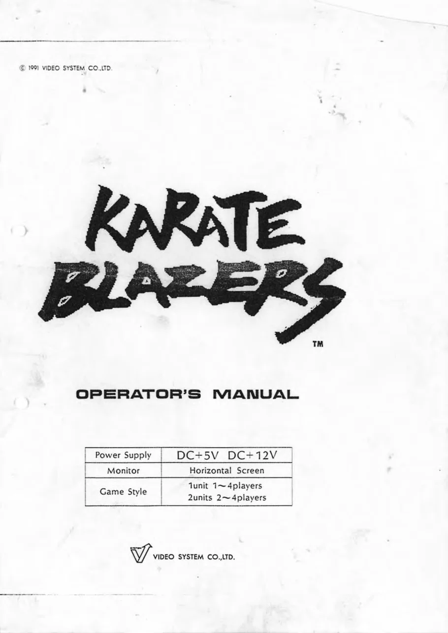 karate blazers operation manual|video-system|games|.webp