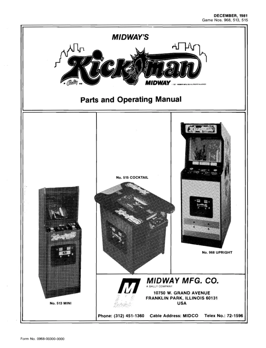 kickman operation manual|bally-midway|games|.webp