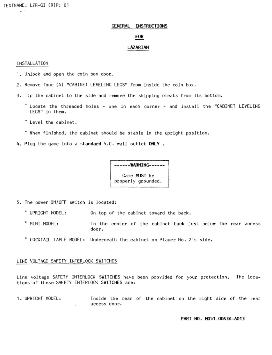 lazarian instruction manual|bally-midway|games|.webp