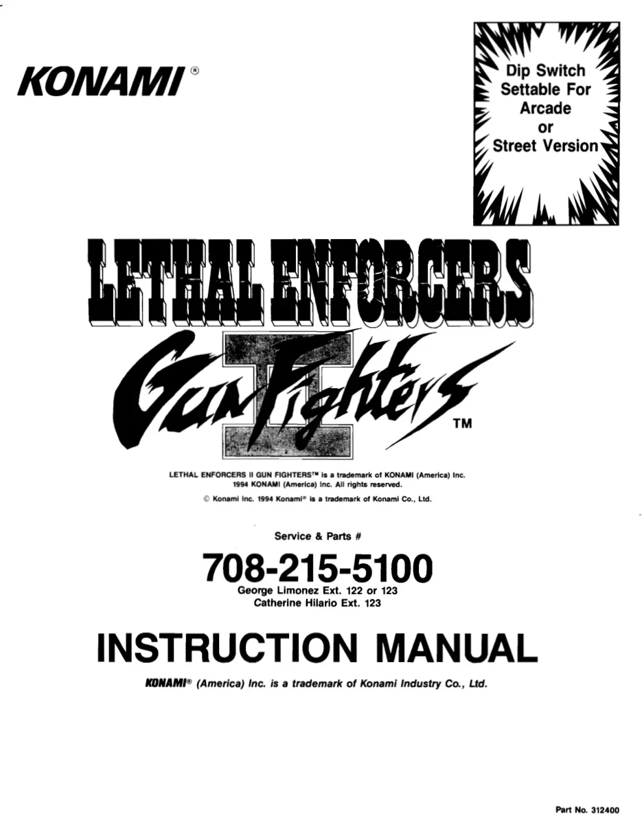 lethal enforcers ii gun fighters instruction manual|konami|games|.webp