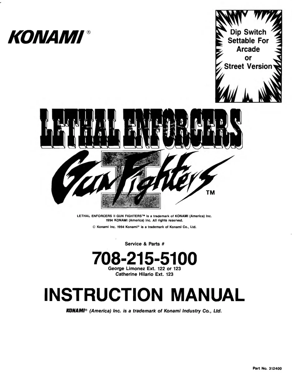 lethal enforcers ii gunfighters gun fighters instruction manual|konami|games|.webp