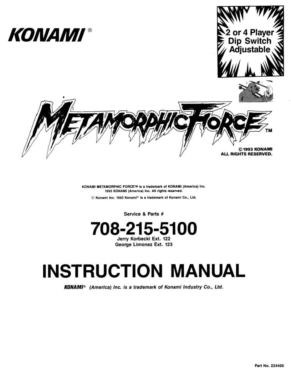 metamorphic force manual|konami|games|.webp