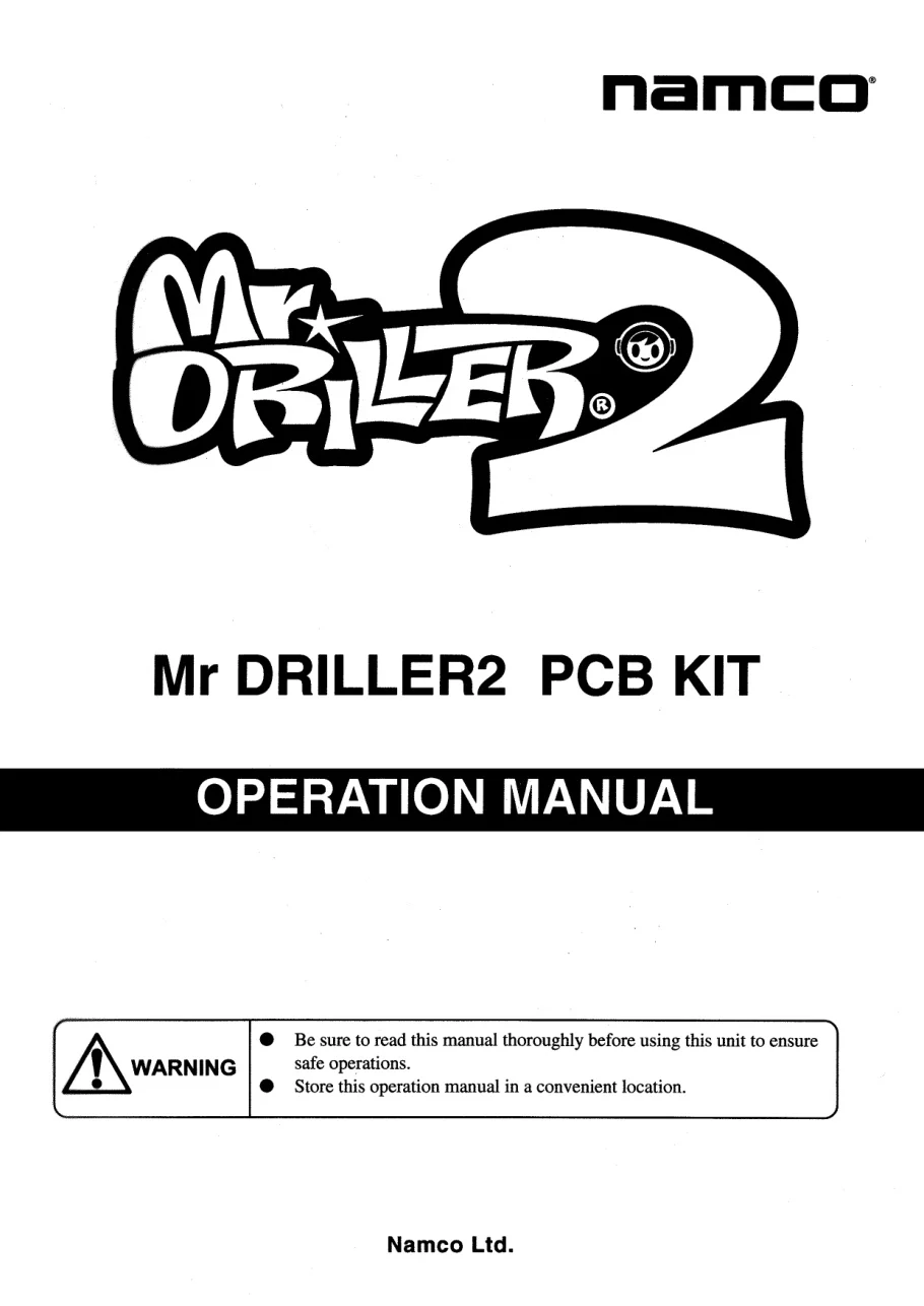 mr driller 2 manual|namco|games|.webp