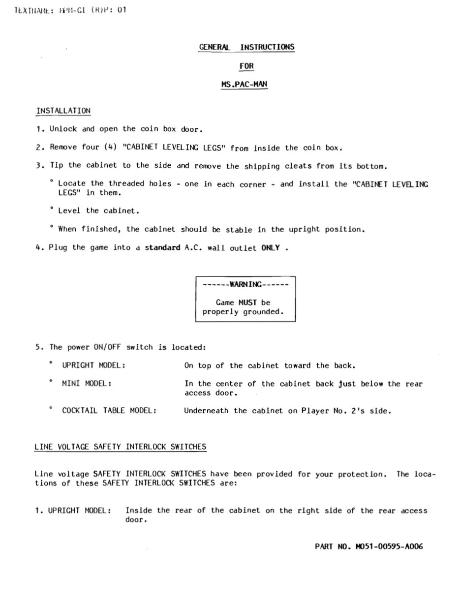 ms pac-man general instruction manual|namco|games|.webp