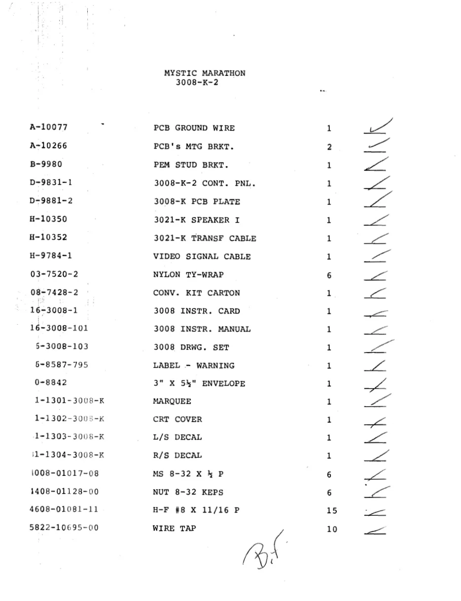 mystic marathon checklist manual|williams|parts-and-peripherals|.webp