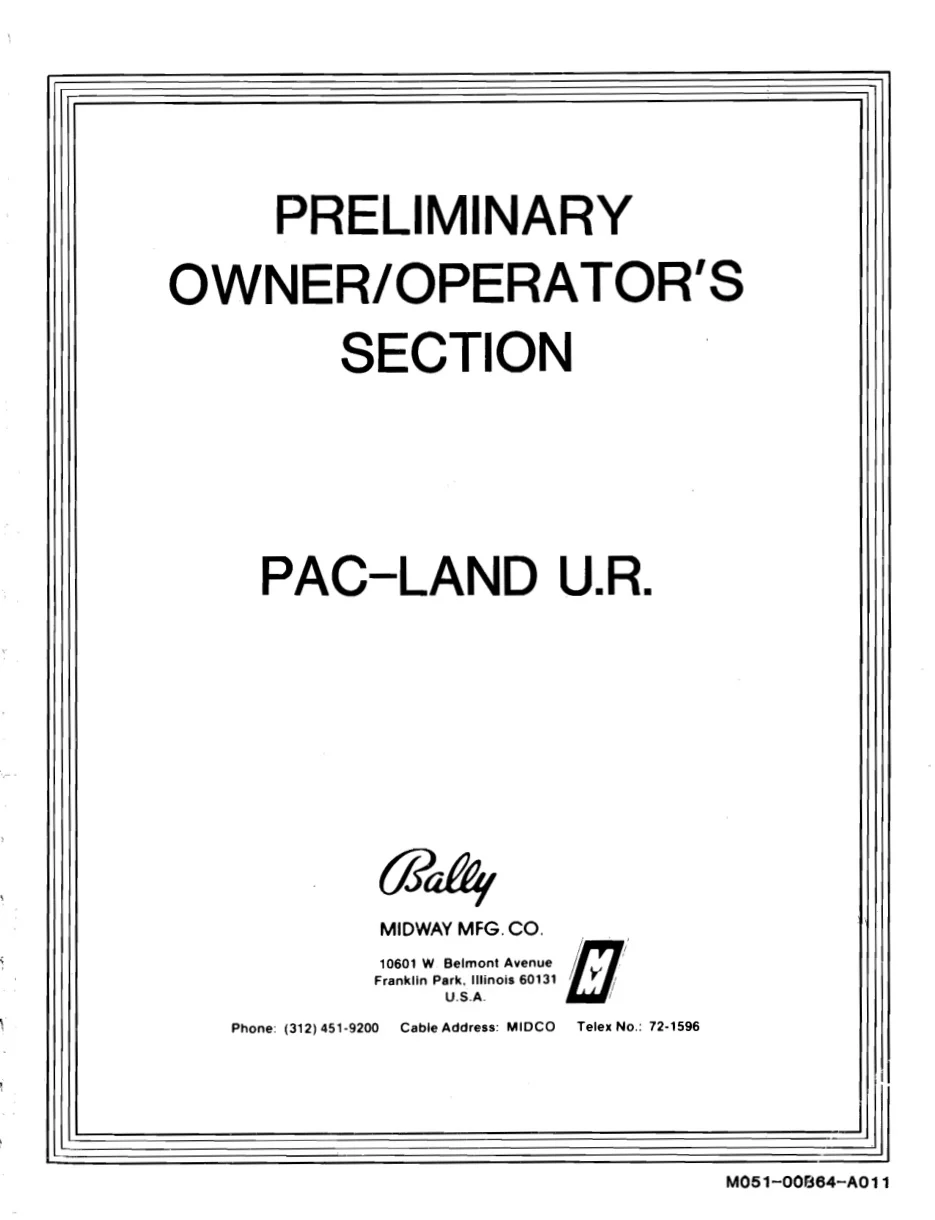 pac-land preliminary section owner's manual|namco|games|.webp