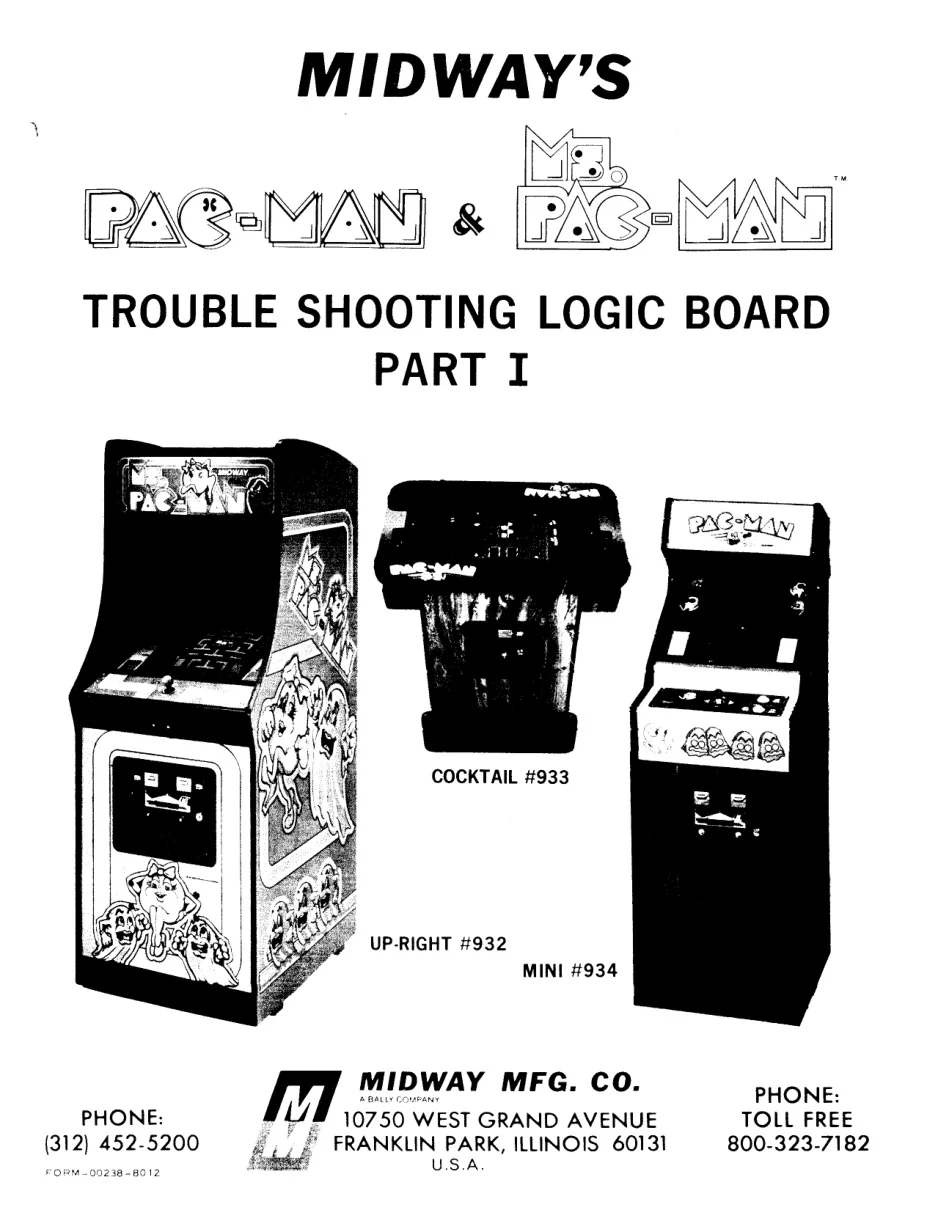 pac-man ms troubleshooting logic board part 1 manual|namco|games|.webp