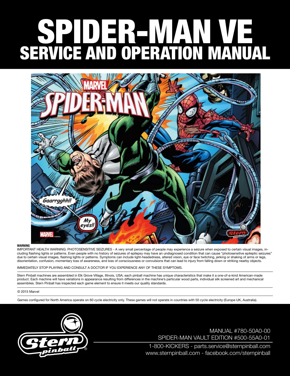 pinball spider vault edition manual|stern|pinball-em-adjacent|.webp