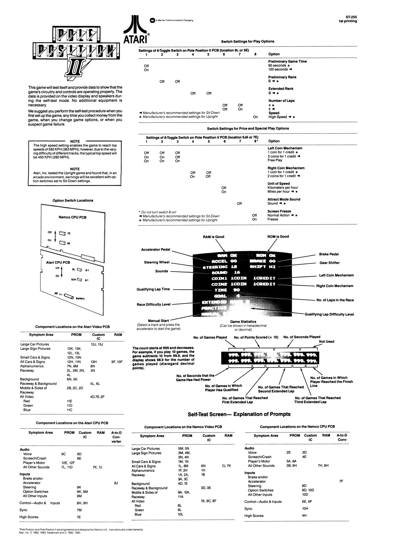 pole position ii st-255 backdoor manual|atari|games|1st printing.webp