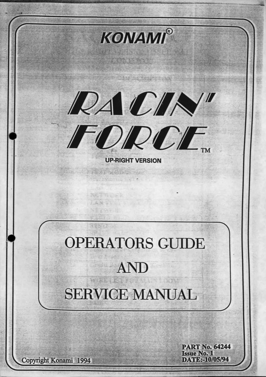 racin force upright manual|konami|games|.webp