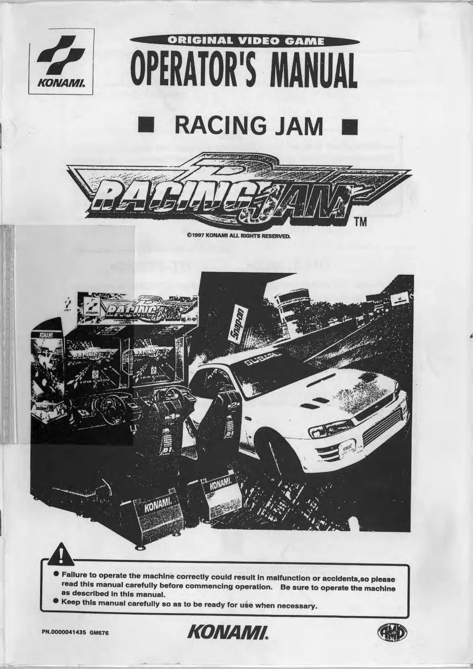 racing jam operation manual|konami|games|.webp