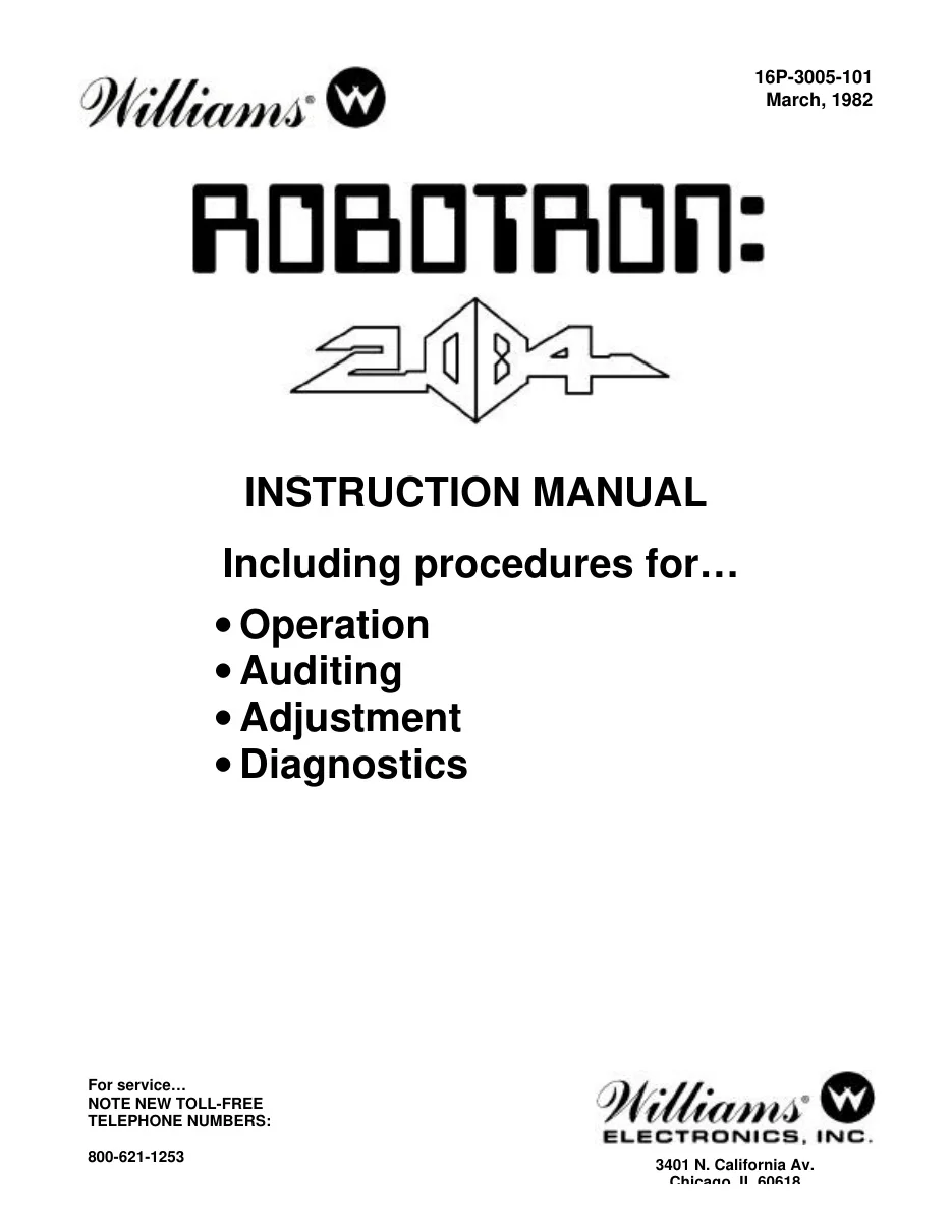 robotron mar 82 instruction manual|williams|games|.webp