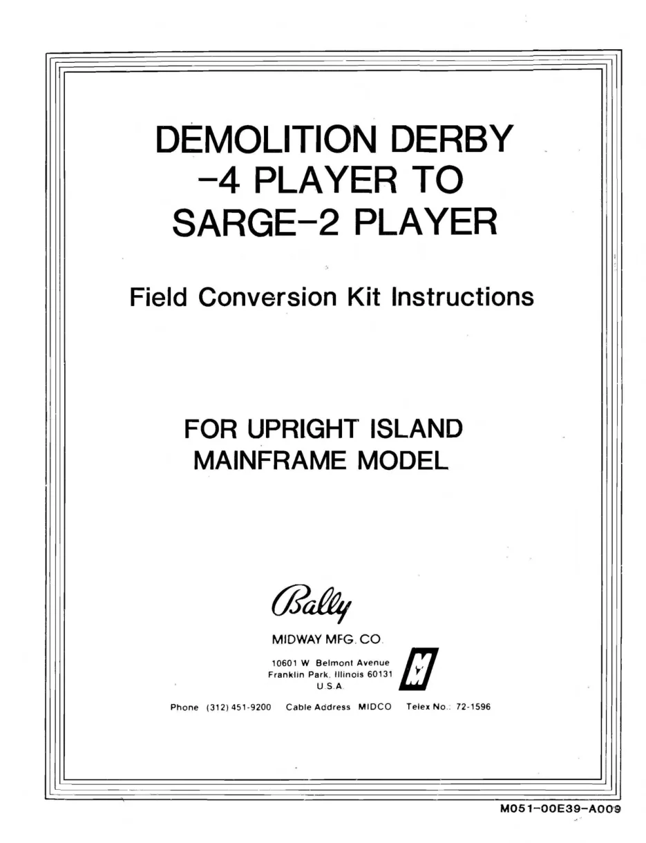 sarge 2 player field from demolition derby 4 conversion kit instructions|bally-midway|games|.webp