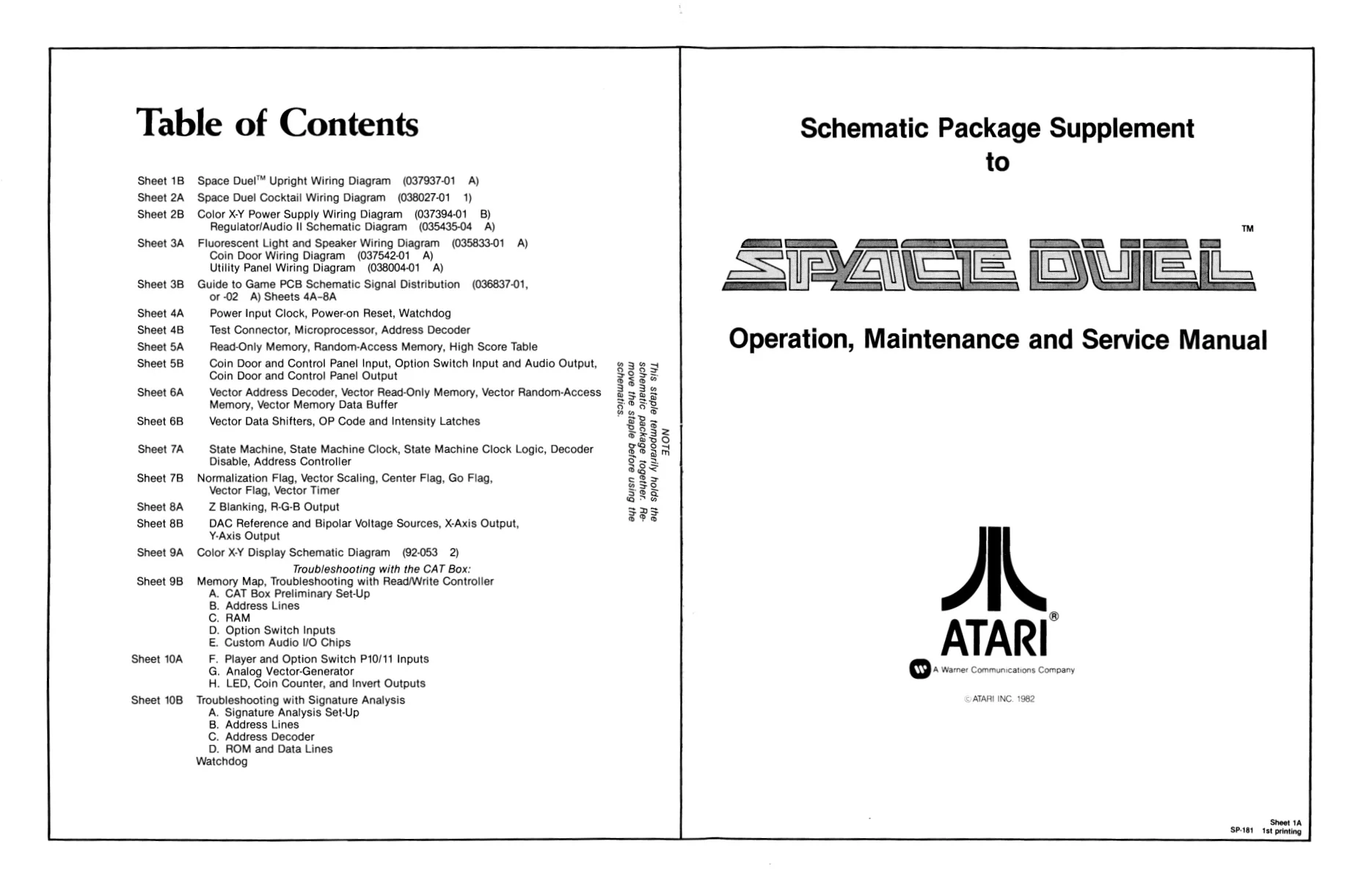 space duel sp-181 manual|atari|games|1st printing.webp