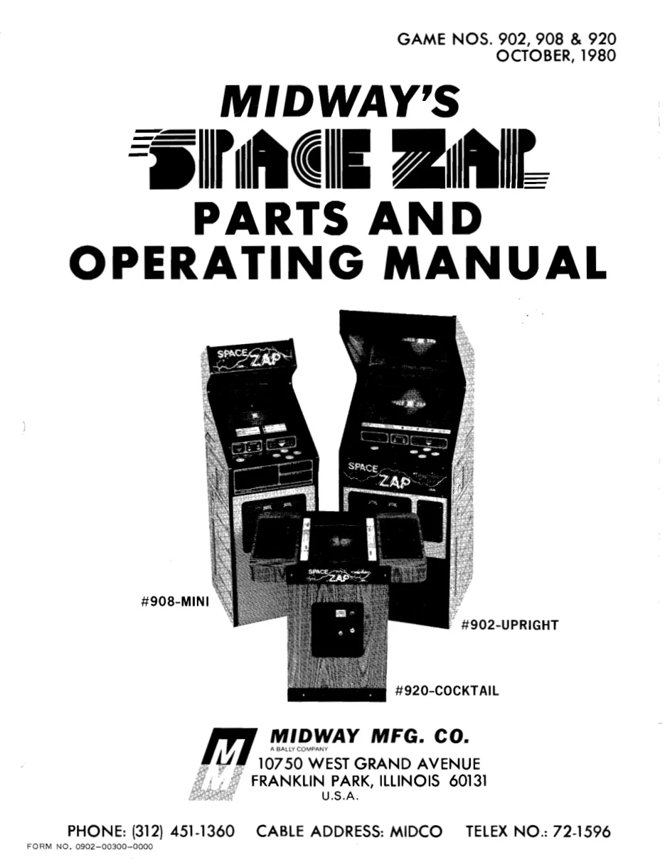 space zap operation manual|bally-midway|games|.webp