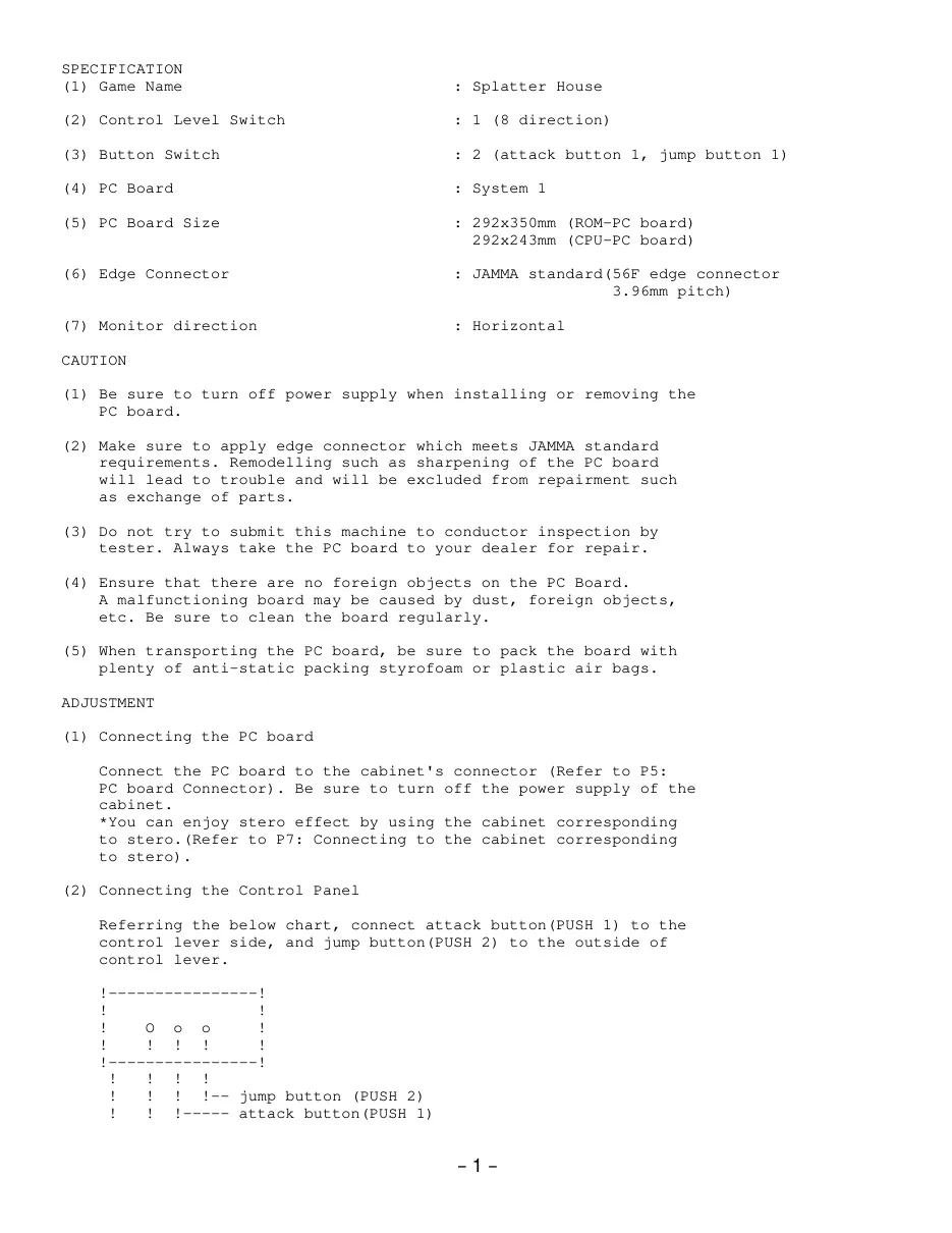 splatterhouse manual|namco|games|.webp