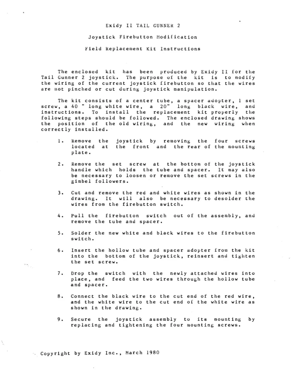 tailgunner ii joytick firebutton modification service manual|cinematronics|games|.webp
