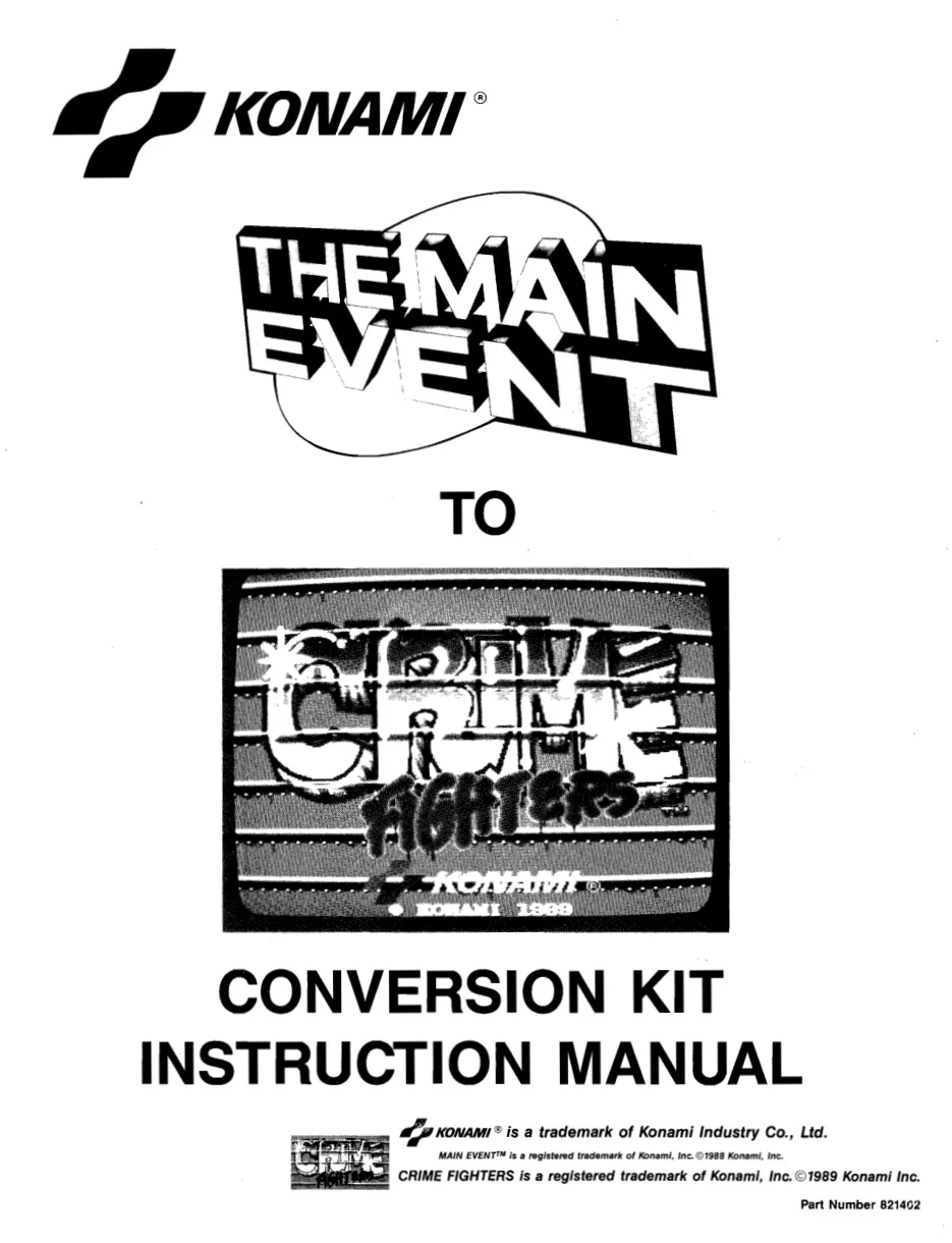 the main event to crime fighters conversion kit instructions|konami|games|.webp