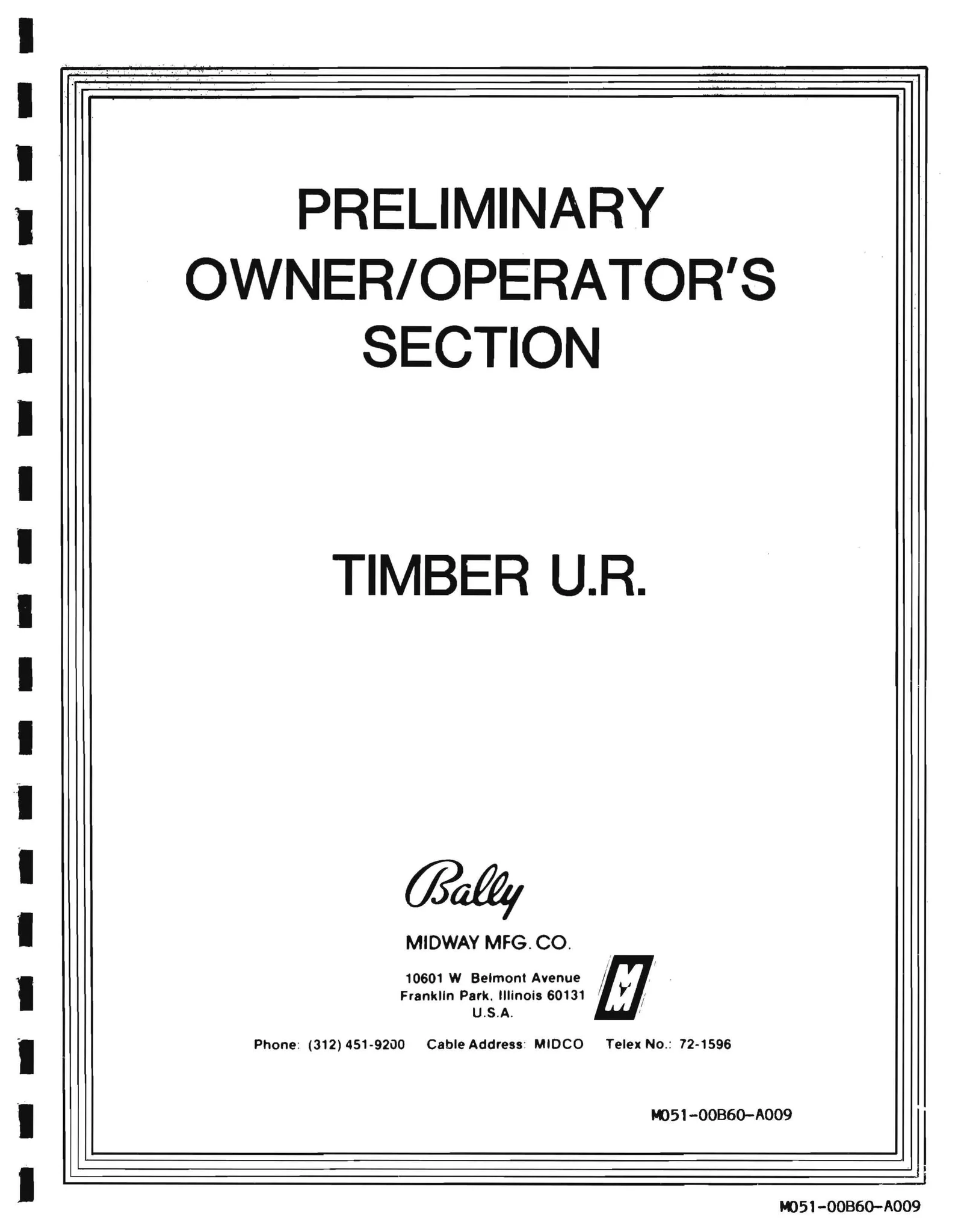 timber preliminary owner's manual|bally-midway|games|.webp