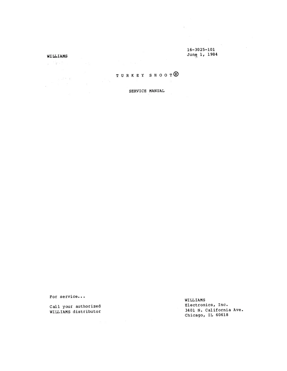 turkey shoot june 1 1984 service manual|williams|games|.webp