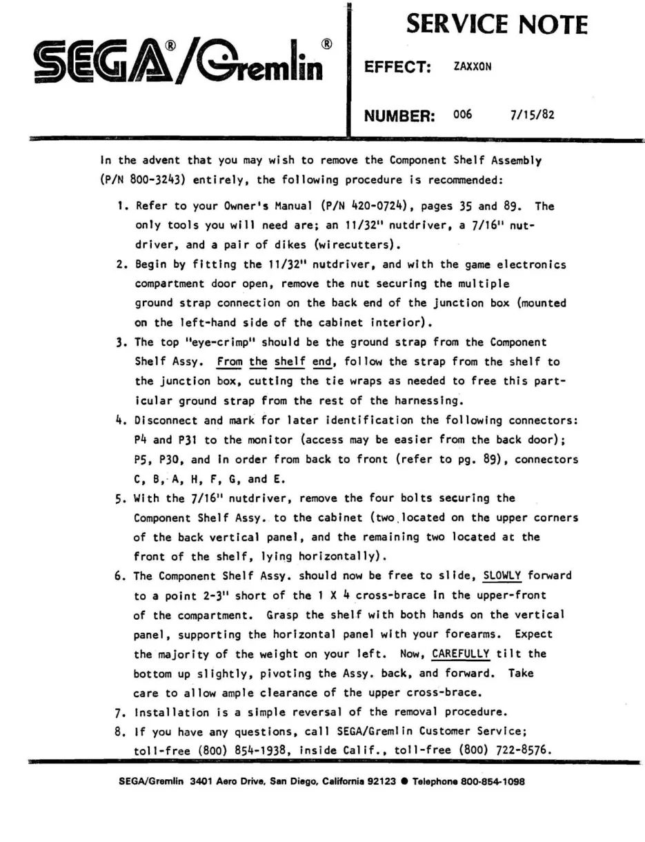 zaxxon note 006 service manual|sega|games|.webp