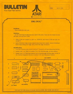 dig dug credit problem service bulletin|atari|games|.webp