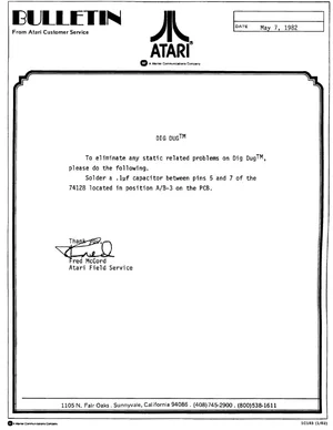 dig dug static service bulletin|atari|games|.webp