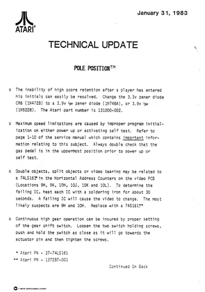 technical update note pole position manual|atari|games|.webp