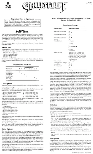 gauntlet st-284 backdoor manual|bally-midway|games|1st printing.webp