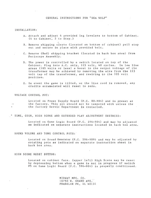 sea wolf general instruction manual|bally-midway|games|.webp