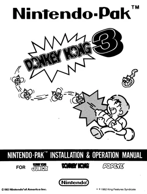 arcade donkey kong 3 by pak installation operation manual|nintendo|games|.webp