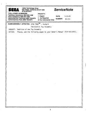 star trek cockpit note 83 012 service manual|sega|games|.webp