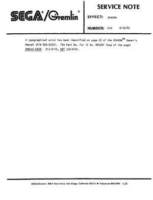 zaxxon note 010 service manual|sega|games|.webp