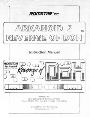arkanoid 2 revenge of doh manual|taito|games|revenge.webp